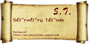 Sárváry Tünde névjegykártya